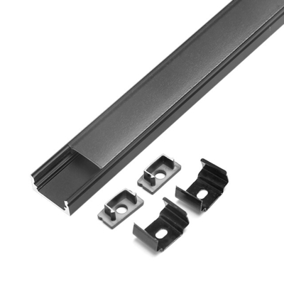 U forment le matériel monté extérieur noir d'alliage d'aluminium de profil de LED pour la bande de LED