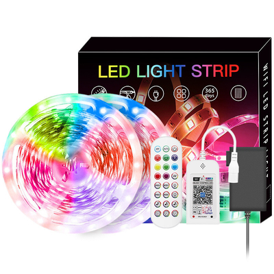 lumières de bande du mètre LED de 12V 5050 RVB 10 avec le contrôle de synchronisation IP20 à distance