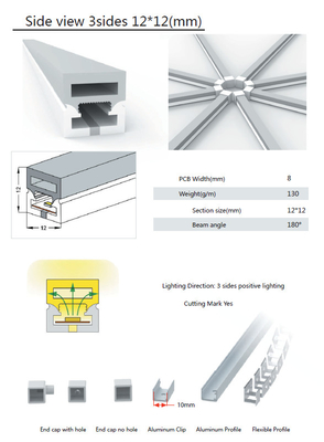 Tuyauterie Fléchirible de silicone pour la bande de LED dimension Pliable de 12mm x de 12mm