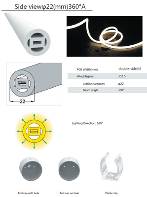 tube du silicone LED de 22mm 360 degrés de Fléchirible pour l'éclairage décoratif
