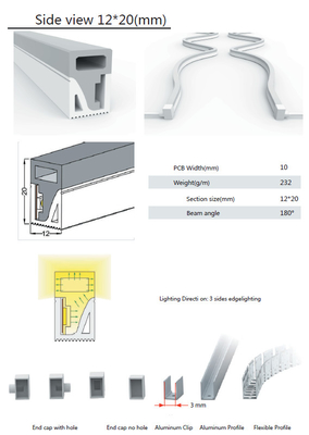 Tube imperméable de silicone d'IP65 IP67 LED pour l'éclairage de bande au néon 12×20mm