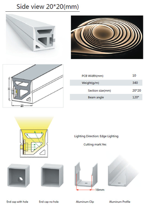 Tubes Fléchiribles en silicone en caoutchouc pour bandes lumineuses à LED 20 × 20 mm