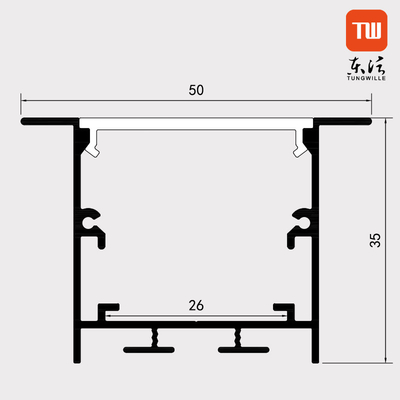 Profil suspendu anodisé de LED, bande 50 x 35mm extérieurs argentés de la lumière LED de profil