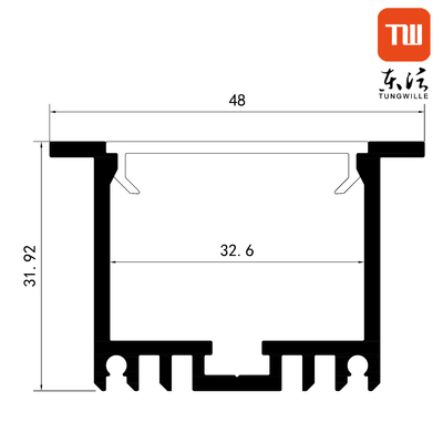 Alliage 6063 Mur Encastré Suspendu Led Aluminium Canal 48x32mm