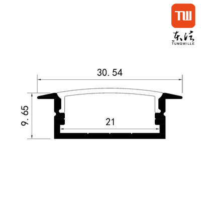 Forme en U 23x10mm de profil en aluminium mené monté par surface légère linéaire