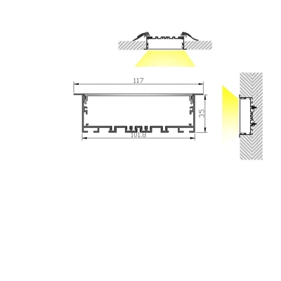 La lumière de bande de LED la Manche qu'en aluminium a enfoncé le profil du plâtre LED a adapté aux besoins du client anodisé