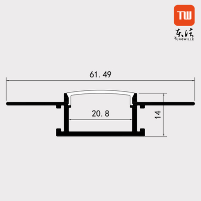 Plâtrez la Manche en aluminium du noir LED de plafond, matériel de l'alliage 6063 de profil de gypse