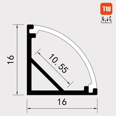 Profil noir du coin LED matériel d'alliage d'aluminium de 16MM x de 16MM pour la bande de LED