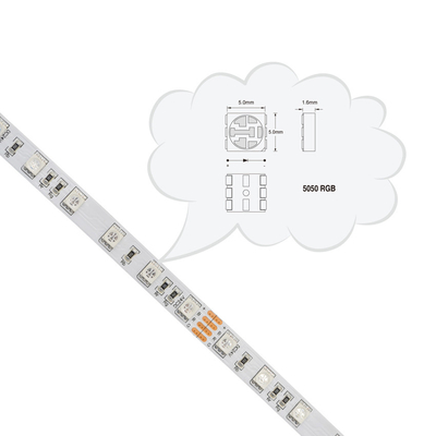 La lumière Fléchirible de bande de LED 5050 a placé le C.C 24V 12V 60 de RVB pour la construction