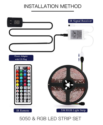 OEM à télécommande infrarouge principal des lumières de bande de RVB LED 12V 44 futés colorés