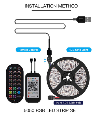 Couleur des lumières de bande d'USB 5V Intelligent LED 5050 RVB pour le certificat de la CE de fond de TV